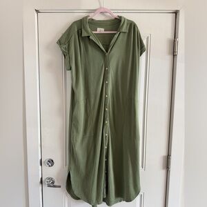 Lou & Grey Olive Green Midi Dress - XL